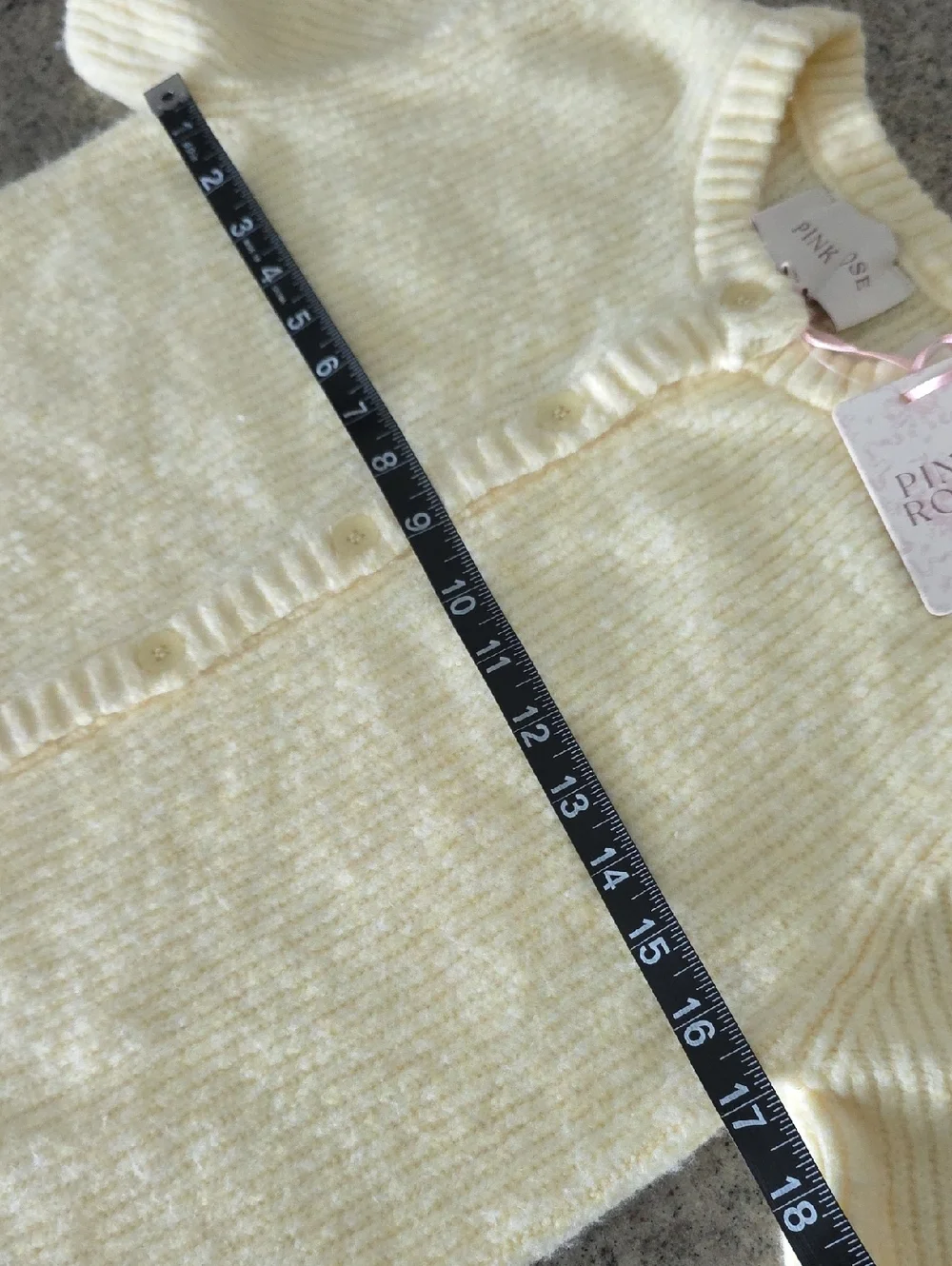 NWT...Pink Rose Short-Sleeve Knit Cardigan in Soft Pale Yellow - Picture 6 of 9